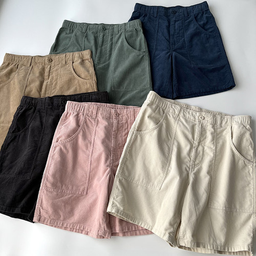 缘 柔软纯棉 夏季男士清爽舒适细腻条绒时髦工装五分短裤BY55531