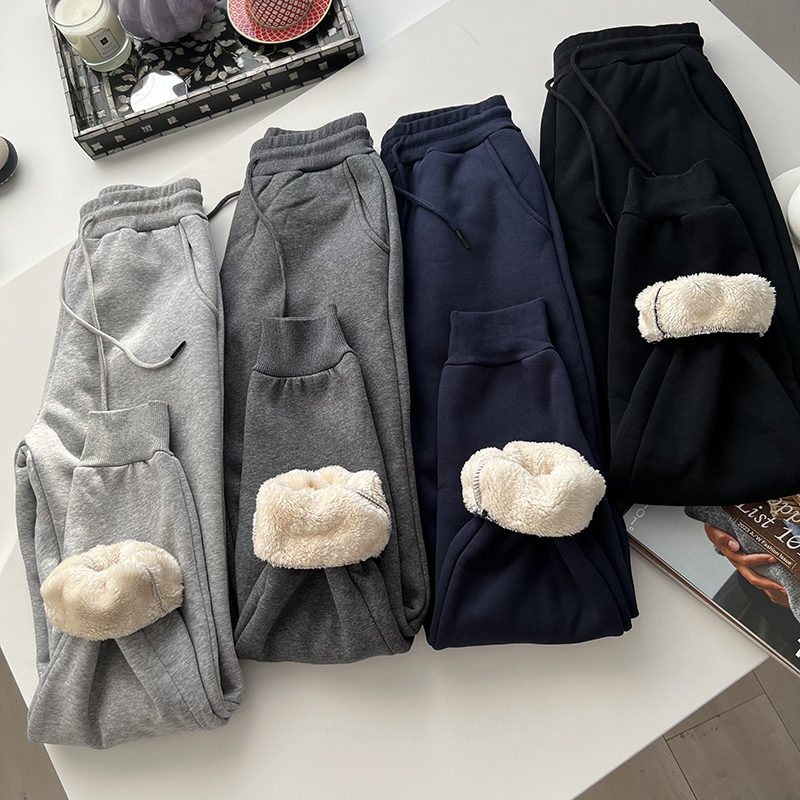 卫裤直筒运动一条过冬加绒休闲裤