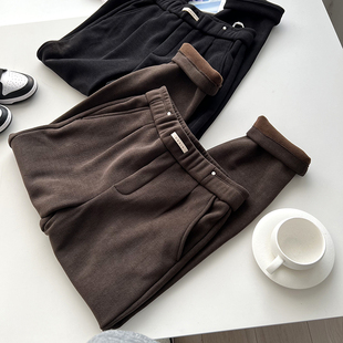 休闲加绒裤 保暖奥绒 松紧腰雪尼尔细腻柔软暖肤直筒厚款 男士 冬季