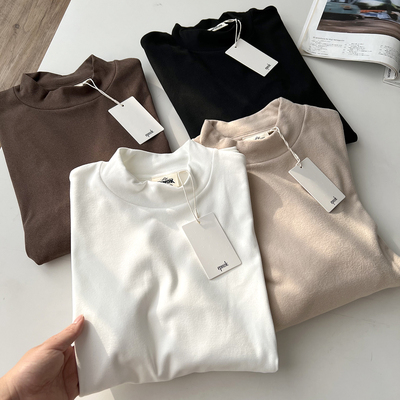 自发热保暖打底衫 秋冬男士日系双面细腻摇粒绒半高领内搭T恤