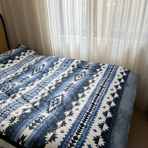 外贸单 多层绗缝亲肤厚款毛毯保暖珊瑚绒家居盖毯