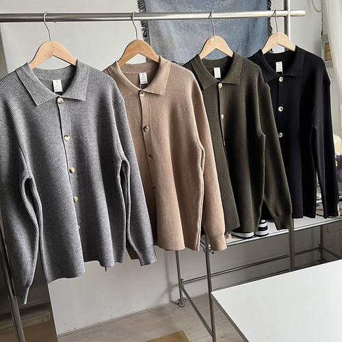 开衫翻领精致毛衣开衫