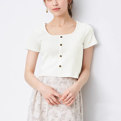 清纯百搭正肩螺纹棉显瘦