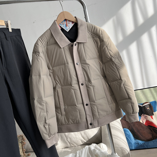 三防分仓压胶 秋冬男装通勤商务90绒保暖衬衫式羽绒服外套