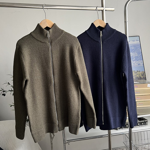 开衫针织立领通勤毛衣