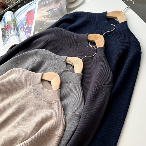 套头半高领柔软亲肤毛衣针织衫