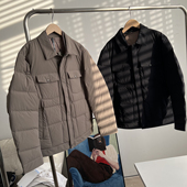 翻领工装 90鸭绒 保暖夹克羽绒服 外贸衬衫 式 压胶锁绒 秋冬男士