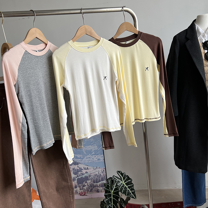 女款插肩袖长袖修身舒适T恤