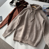 外贸缘单 毛衣 连帽针织开衫 加厚粗棒针复古时髦腔调感 秋冬男装