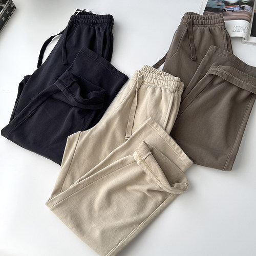 100%全棉重磅毛圈棉宽松直筒卫裤