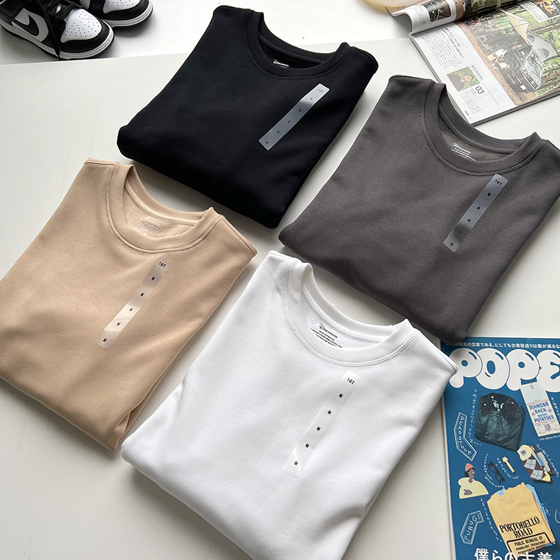 加绒加厚 亲肤细腻 冬季男士休闲纯色百搭圆领长袖保暖厚款T恤,男装,T恤,淘宝优惠券,粉丝福利购,淘宝优惠卷