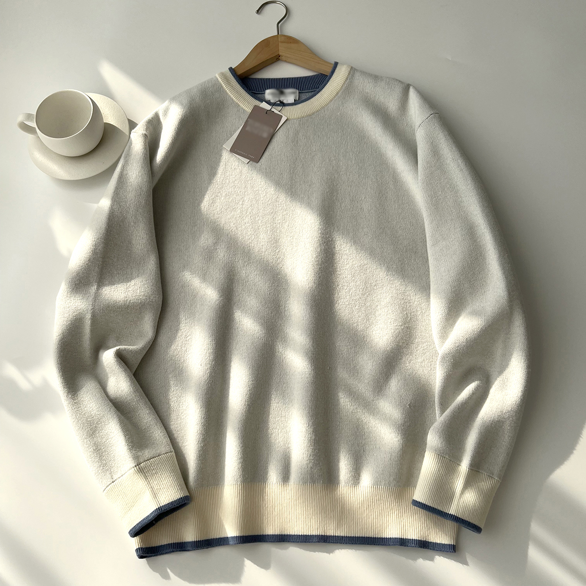 外贸日系男装 软绵绵蓬松保暖 秋冬时尚休闲撞色提花针织毛衣