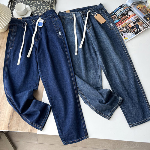 日系男装做旧复古宽松哈伦裤