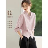透气长袖 女薄款 衬衣 日系文艺范通勤收腰下摆设计显瘦衬衫 早秋新款