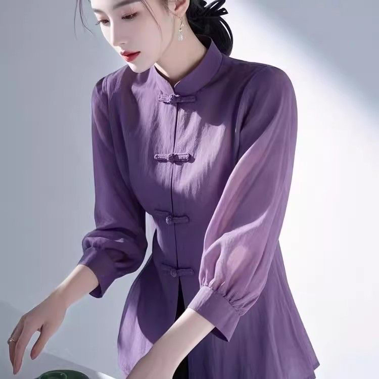 新中式国风七分袖立领中山服衬衫