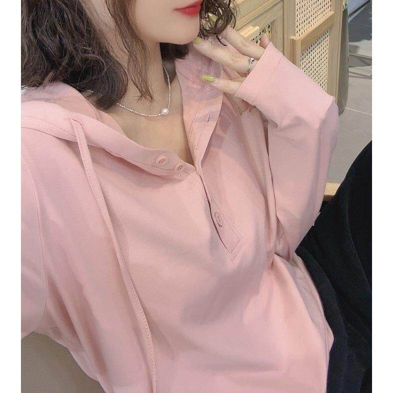 春秋衫连帽衬衫女装上衣长袖设计感小众简约衫新款宽松慵懒风