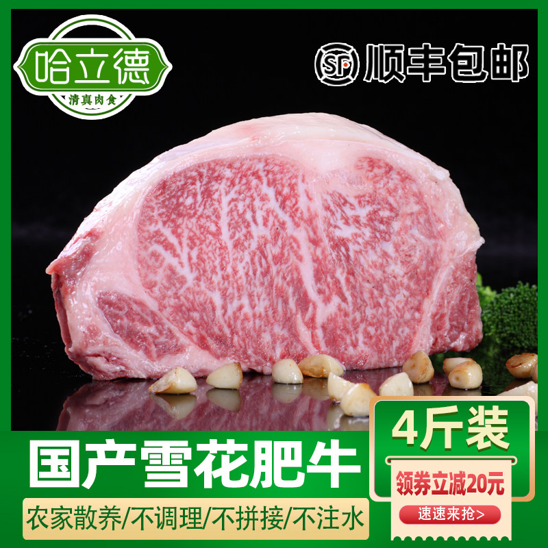 清真国产雪花牛肉肥块新鲜原