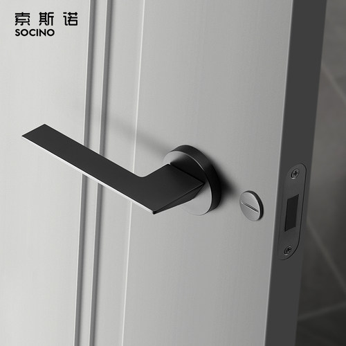 索斯简约静音北欧现代灰黑色门锁