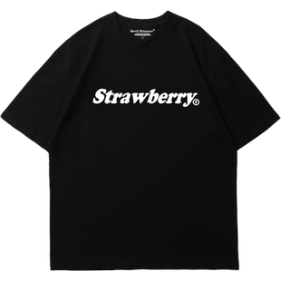 vibe宽松辣妹简约美式街头宽松字母印花短袖t恤oversize大码情侣