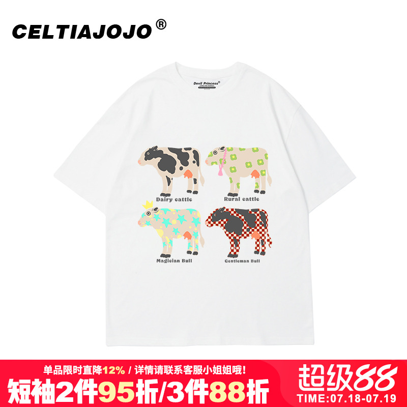短袖vintage学院风卡通印花