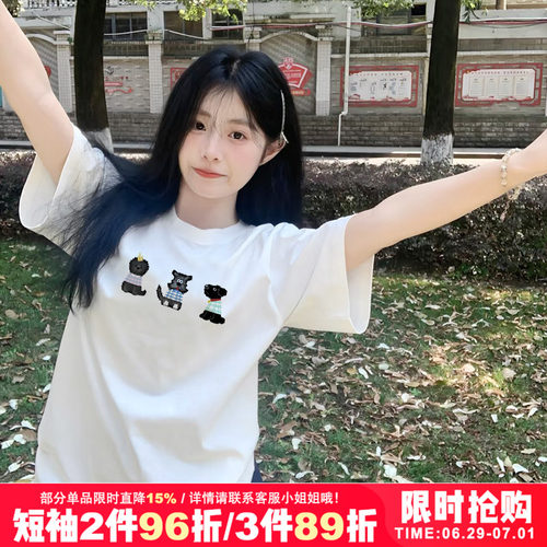 chic小个子复古纯棉短袖t恤