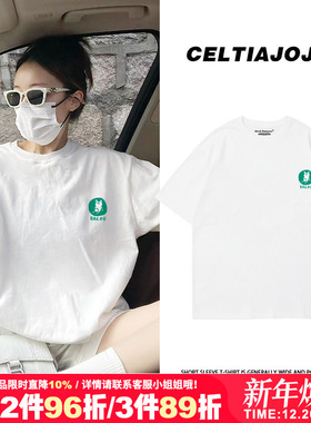 韩系ins风白色纯棉短袖t恤小众卡通青蛙印花小个子半袖2025新款春