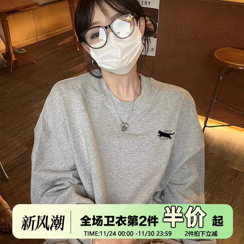 小众复古宽松chic套头圆领卫衣