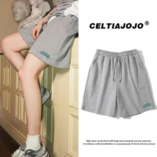 百搭潮 bf风小众灰色高级感五分裤 oversize宽松男友风运动短裤 夏季
