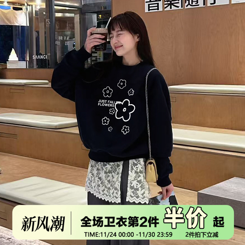 韩系小众ulzzang圆领卫衣女