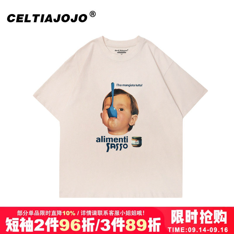 chic小众美式宽松短袖T恤图片