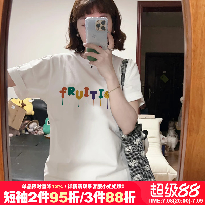 chic设计感慵懒风纯棉短袖t恤潮