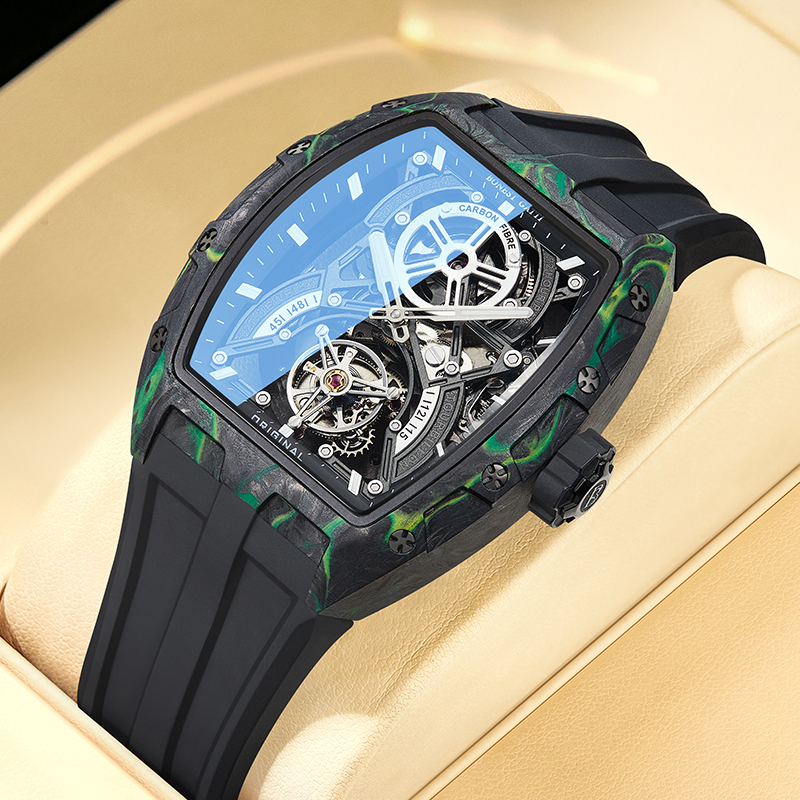 德国布加迪手表新款限量100只全自动陀飞轮机械表男士碳纤维腕表