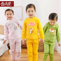 Bộ đồ lót trẻ em cotton dài tay cotton bé trai bé gái mùa thu phù hợp với quần áo mùa thu đồ ngủ bé - Quần áo lót đồ bộ bé trai