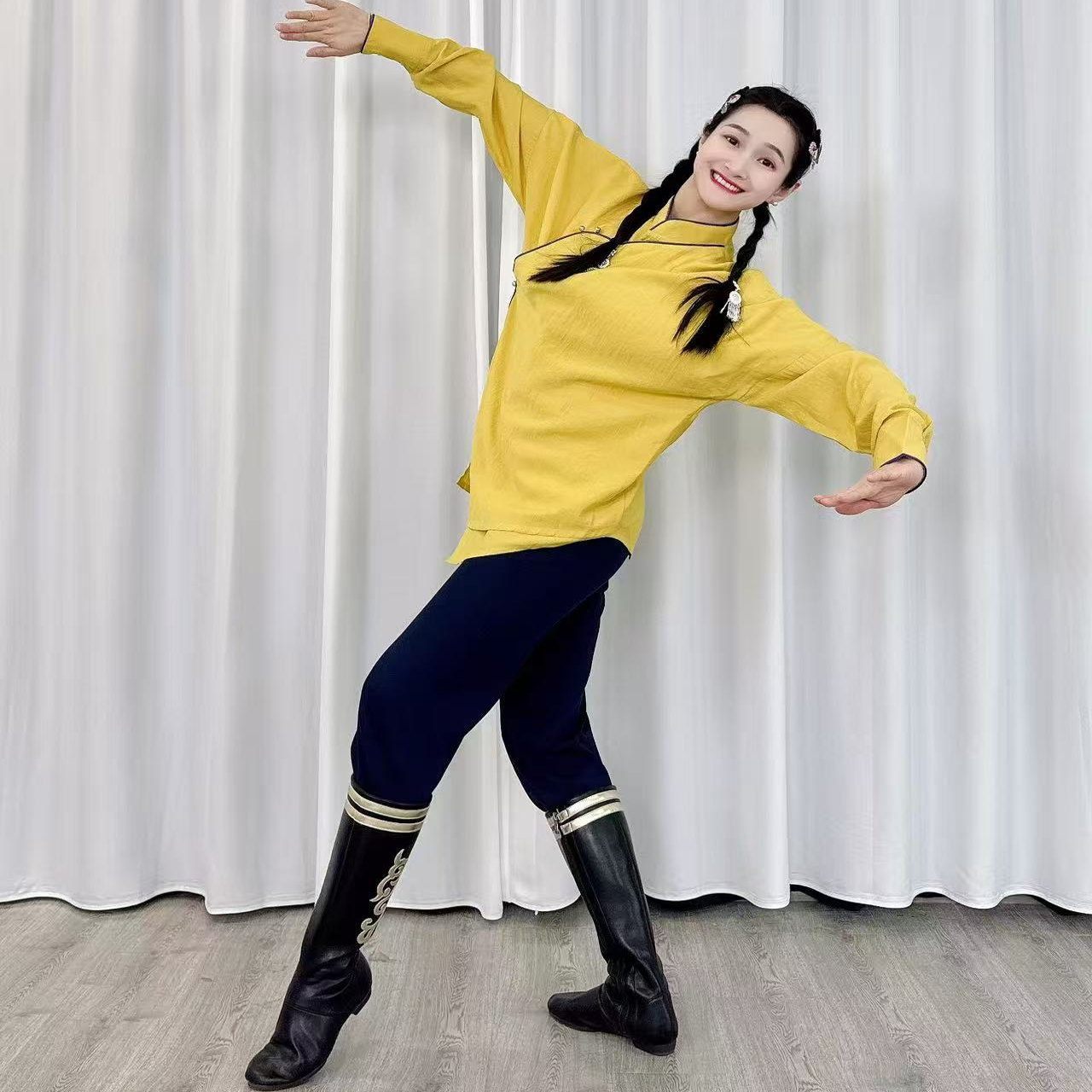 蒙古舞蹈服宽松版男女款大O衫学生艺考表演棉麻慵懒风舞蹈课堂