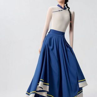 广场舞藏族蒙族联系群长袖立领体操服成人女中式民族舞形体舞服