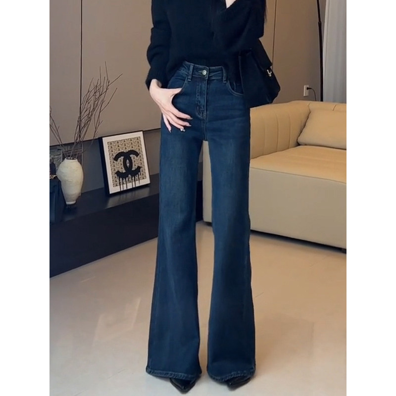 复古蓝色不贴腿微喇牛仔裤女2025秋冬新款高腰显瘦加长拖地喇叭裤,女装/女士精品,牛仔裤,淘宝优惠券,粉丝福利购,淘宝优惠卷