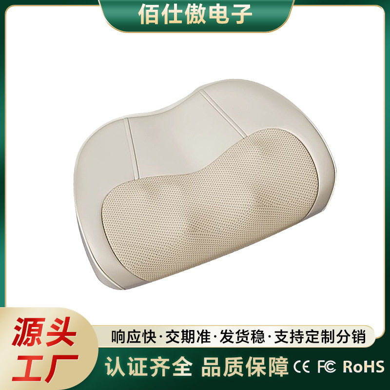 跨境颈部背部按摩仪工厂多功能揉捏热敷按摩腰靠腰部加热按摩靠枕