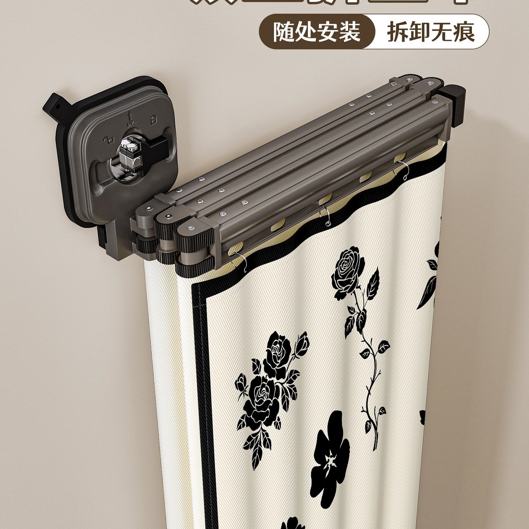 浴帘吸盘折叠隐形浴室免打孔卫生间防水隔断干湿分离淋浴挡水帘子