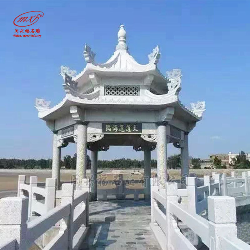 双层石凉亭青石六角八角石亭仿古中式公园景区休息石凉亭摆件