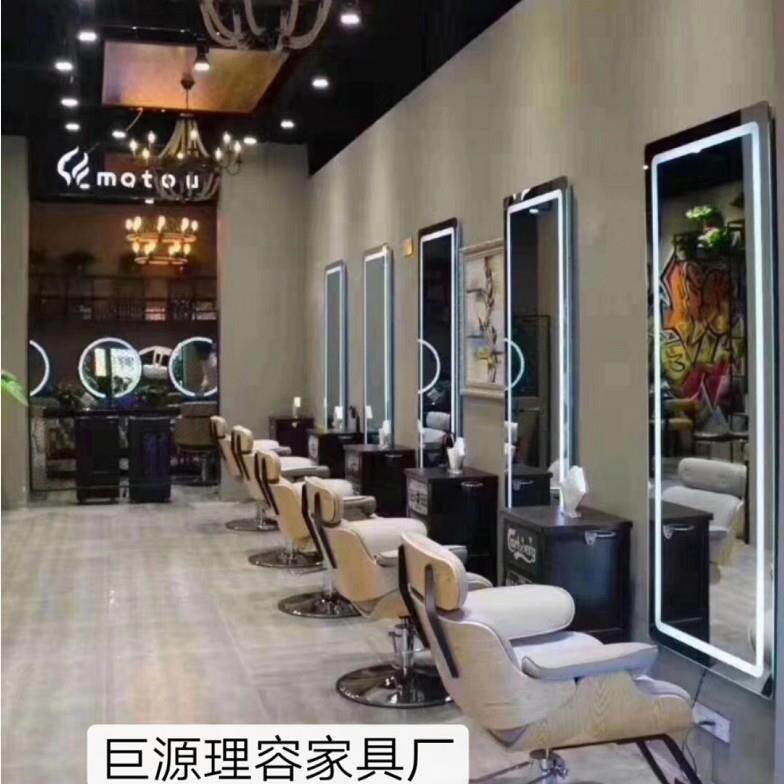 美发店专用高档网红带灯单面理发镜子理发店双面美发镜台六四面镜