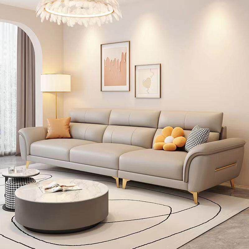猫抓皮沙发现代简约小户型家用客厅奶油风直排三人位网红布艺沙发