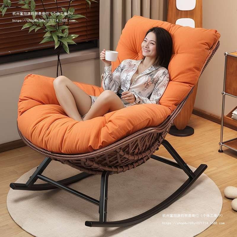 复古摇摇躺椅家用阳台休闲午休懒人沙发客厅成人摇椅夏季户外藤椅