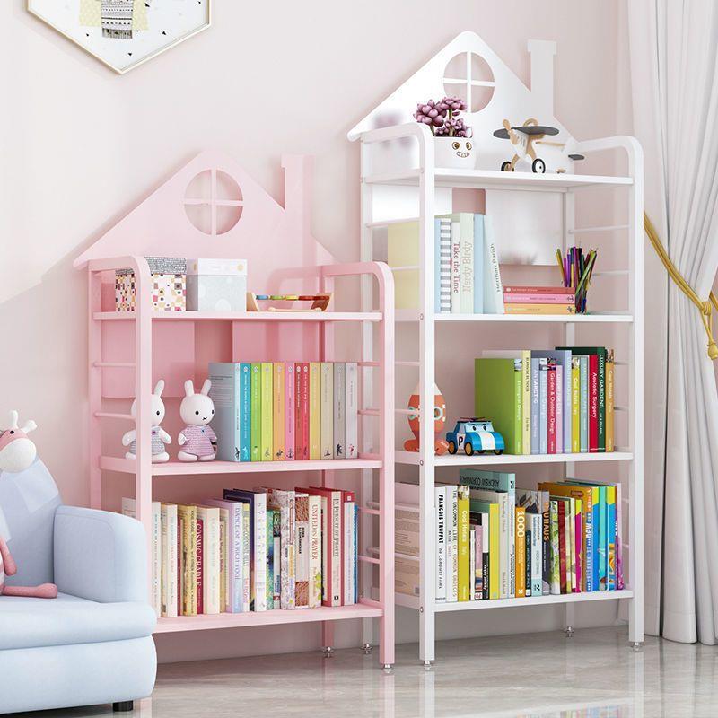 小型铁艺书架落地置物架柜卡通儿童书架绘本架宝宝玩具收纳架简易