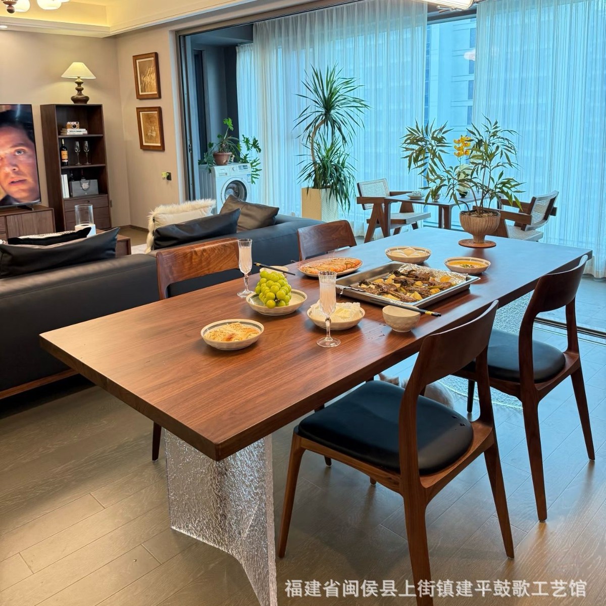 北美黑胡桃木餐桌新中式阳台茶桌小型泡茶桌椅组合简约实木茶几台