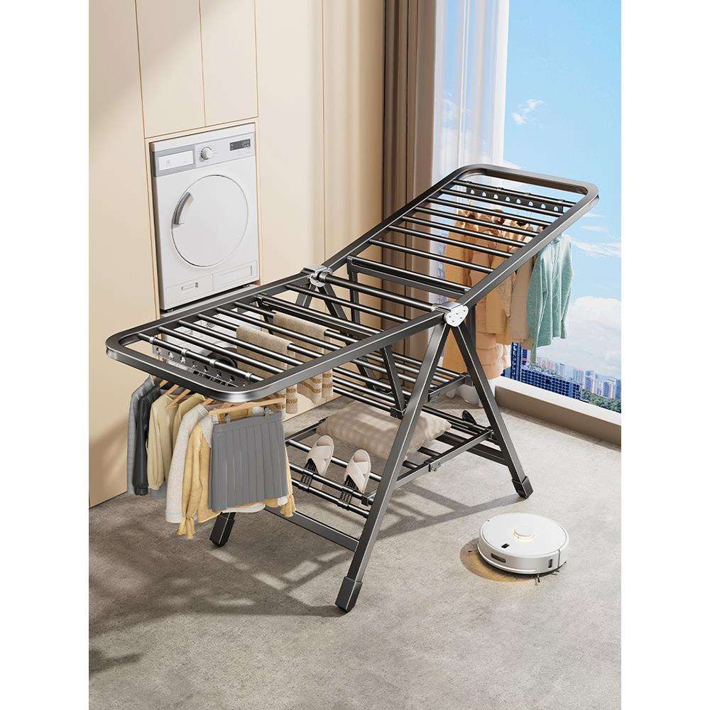 折叠晾衣架卧室家用室内晒衣架户外落地挂衣杆阳台晒被子挂衣神器