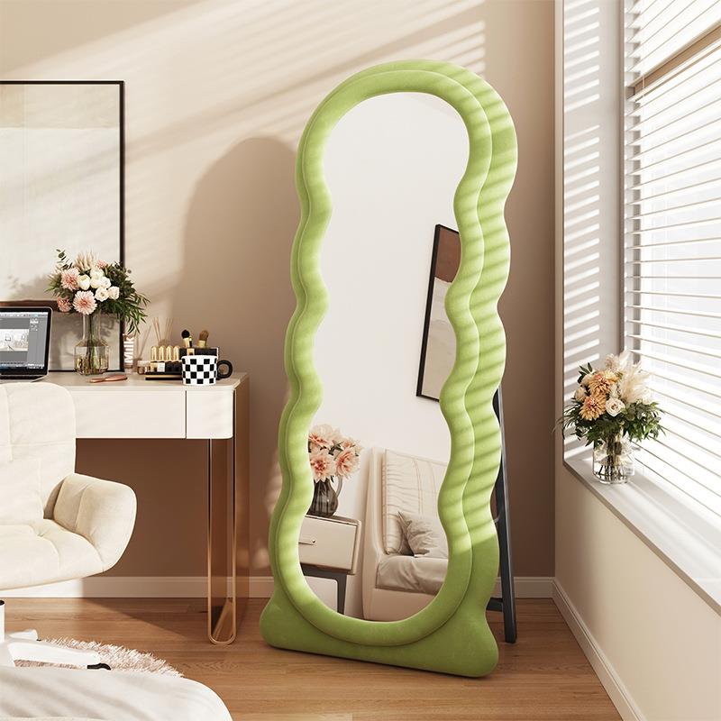 波浪全身镜网红穿衣镜落地镜家用卧室女生宿舍异形试衣镜子公主镜