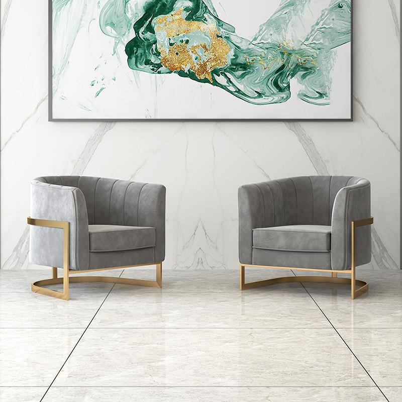 北欧单人沙发椅铁艺网红轻奢简约现代创意美式客厅卧室休闲椅沙发