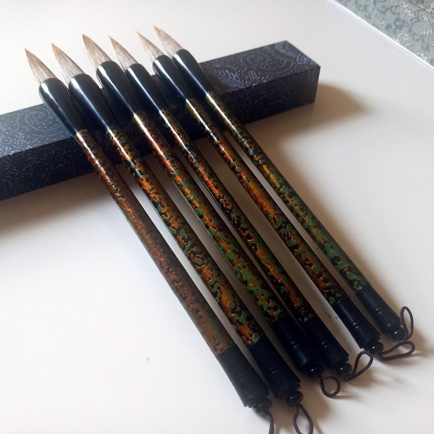 鸿奕漆器文房四宝手工大漆毛笔狼毫笔国画书法用品国漆填漆工艺