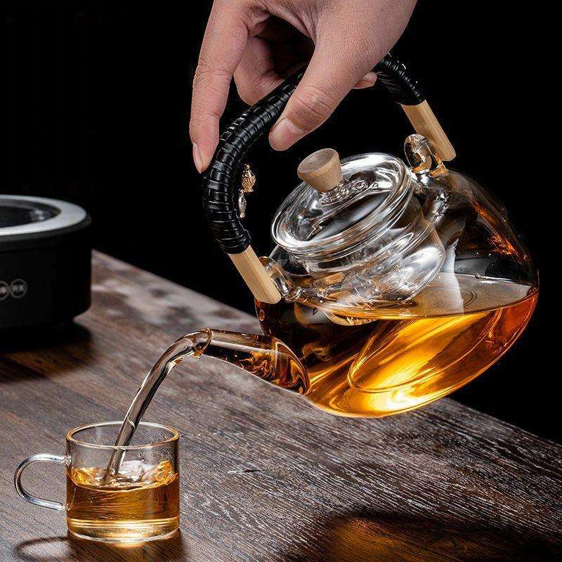 加厚泡茶养生烧水壶家用烧水壶煮茶壶玻璃蒸茶器提梁壶套装茶具