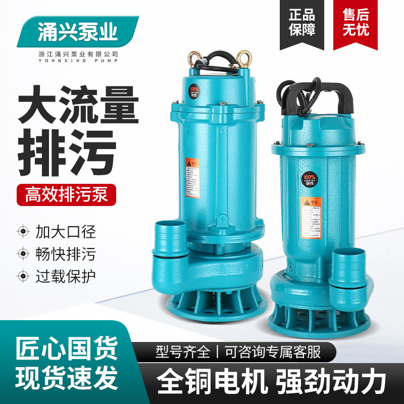 家用小型220V无堵塞排污泵工程废水河道排水潜水泵化粪池污水泵